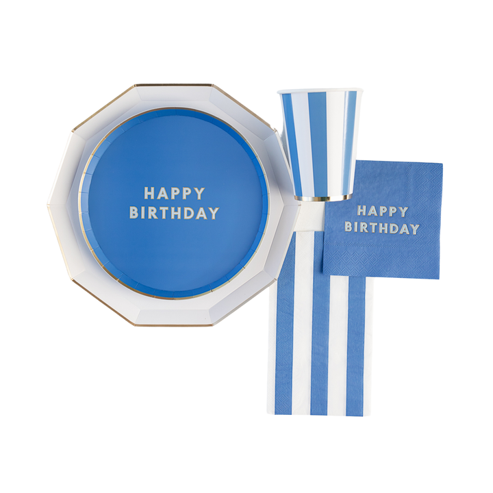 PALISADES BLUE SIGNATURE HAPPY BIRTHDAY COCKTAIL NAPKINS Bonjour Fete Napkins PALISADES BLUE SIGNATURE HAPPY BIRTHDAY COCKTAIL NAPKINS Bonjour Fete - Party Supplies