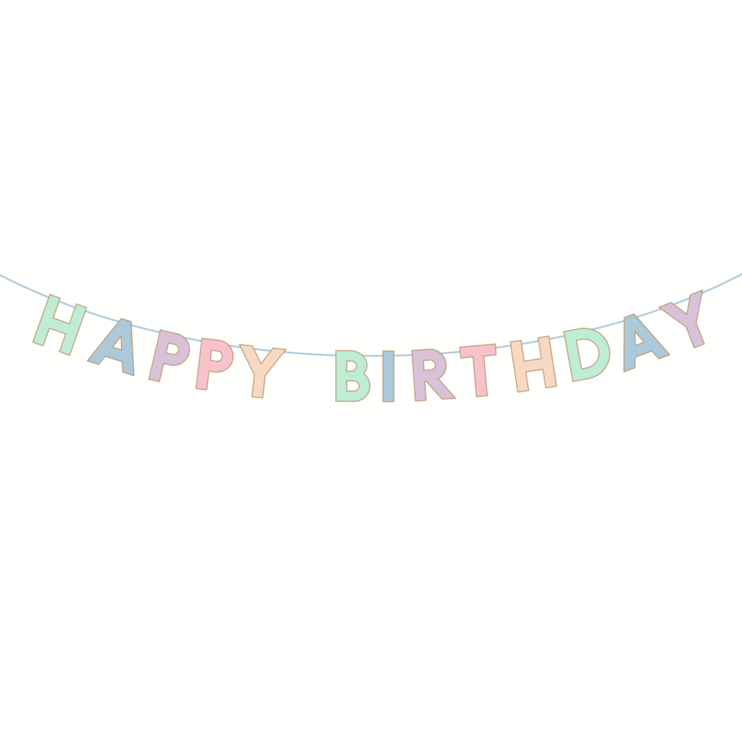 PASTEL HAPPY BIRTHDAY SIGNATURE BANNER Bonjour Fete Garlands & Banners Bonjour Fete - Party Supplies