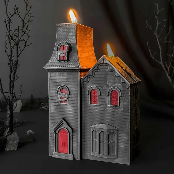 HAUNTED MANOR CANDLE Graveyard Wanders Halloween Home Decor Bonjour Fete - Party Supplies