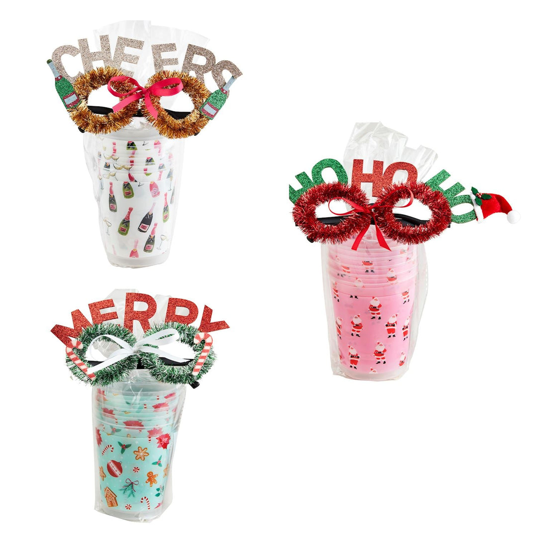 CHRISTMAS PARTY CUP GIFT SET Mud Pie Stocking Stuffers & Holiday Party Favors Bonjour Fete - Party Supplies