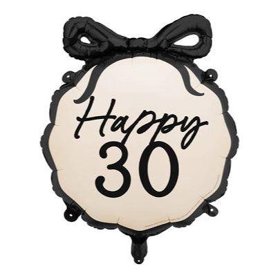 HAPPY 30 BLACK BOW FOIL BALLOON Party Deco Balloons HAPPY 30 BLACK BOW FOIL BALLOON Bonjour Fete - Party Supplies