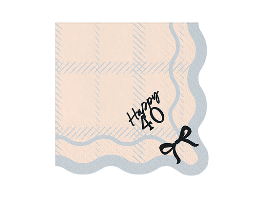 HAPPY 40 BLACK BOW NAPKINS Party Deco Napkins HAPPY 40 BLACK BOW NAPKINS Bonjour Fete - Party Supplies