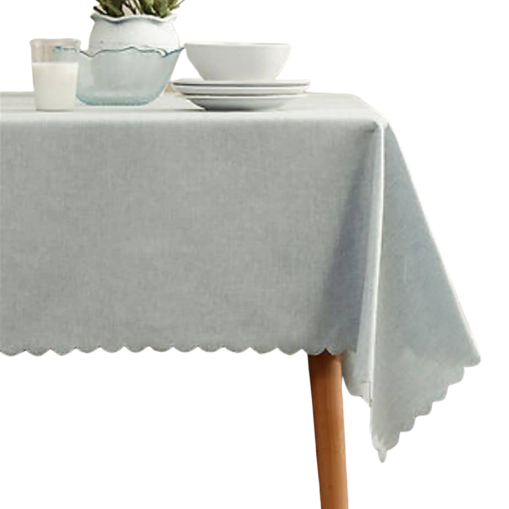 LIGHT BLUE SCALLOPED TABLECLOTH Fennco Styles Table Covers & Placemats LIGHT BLUE SCALLOPED TABLECLOTH Bonjour Fete - Party Supplies