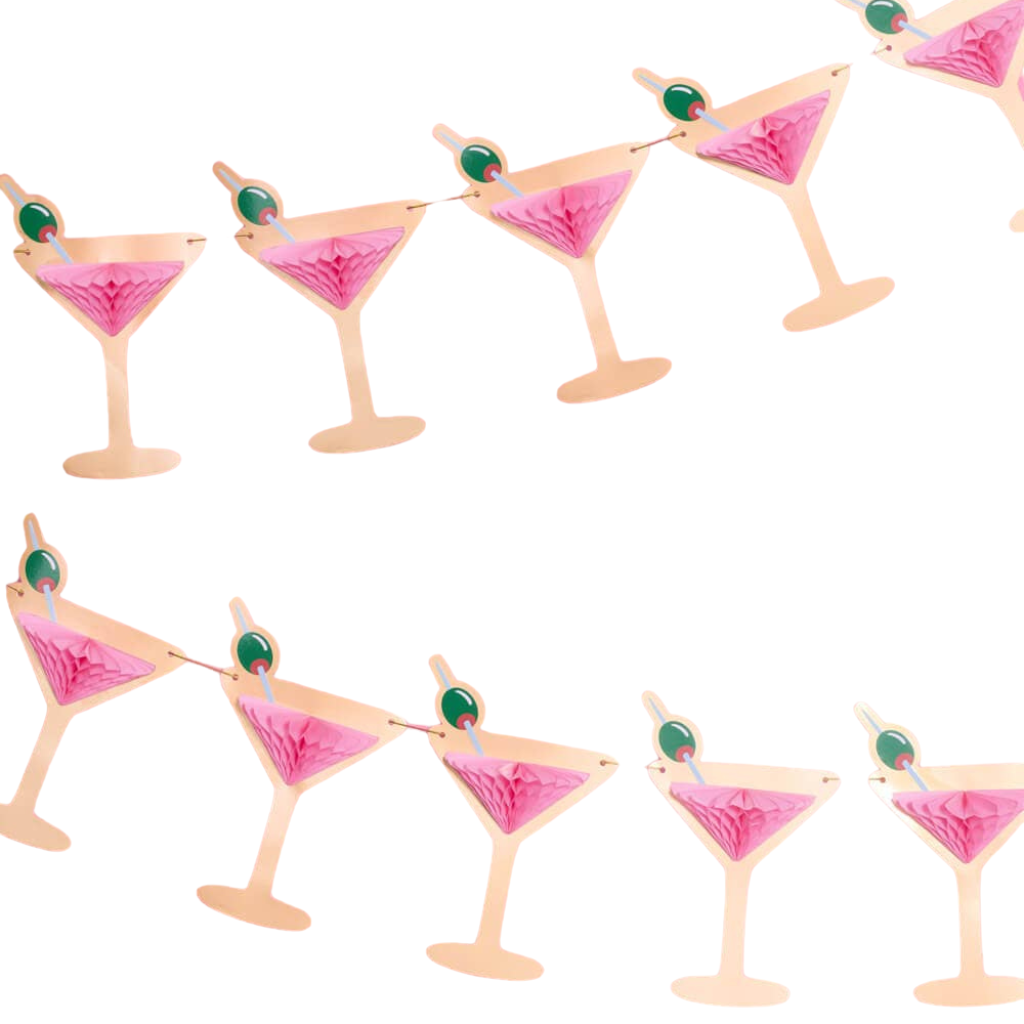 MARTINI GLASS HONEYCOMB BANNER xo, Fetti Garlands & Banners MARTINI GLASS HONEYCOMB BANNER Bonjour Fete - Party Supplies