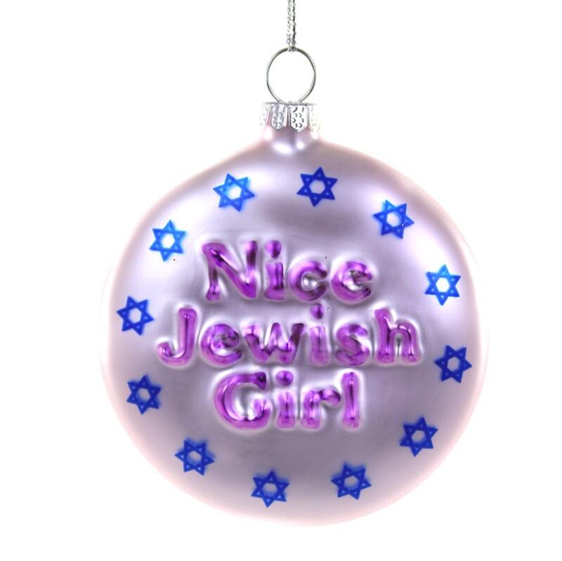 NICE JEWISH GIRL GLASS ORNAMENT BY CODY FOSTER Cody Foster Co. Holiday Ornaments Bonjour Fete - Party Supplies