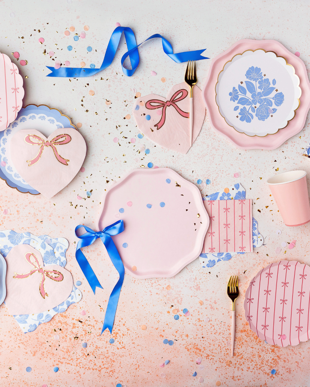 pink and blue valentine pastel, flowers and bows, easter party, spring party