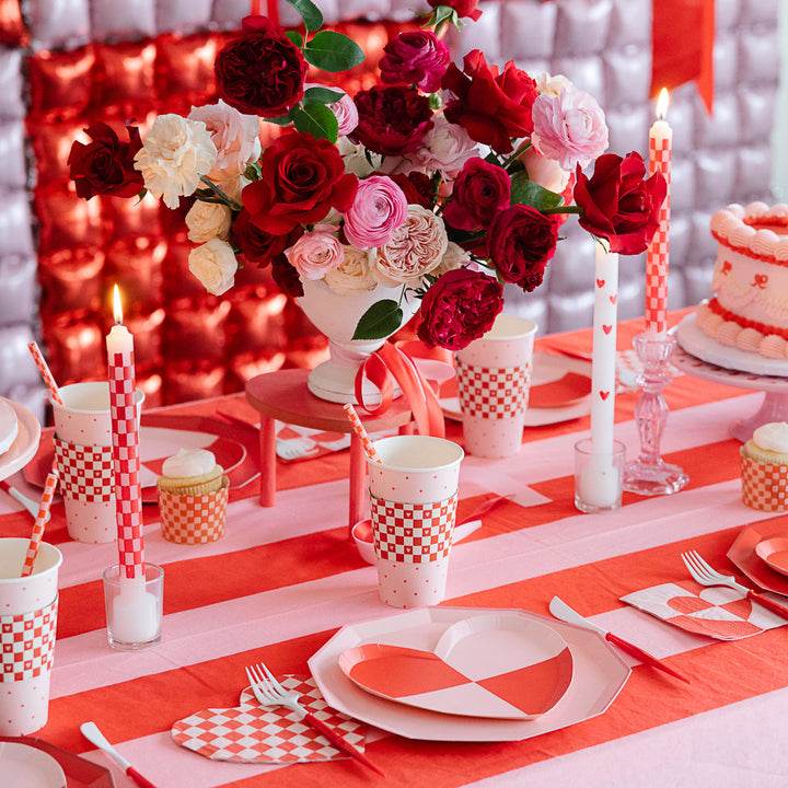 RED & PINK STRIPED COTTON TABLECLOTH Oh It's Perfect Table Covers & Placemats Bonjour Fete - Party Supplies