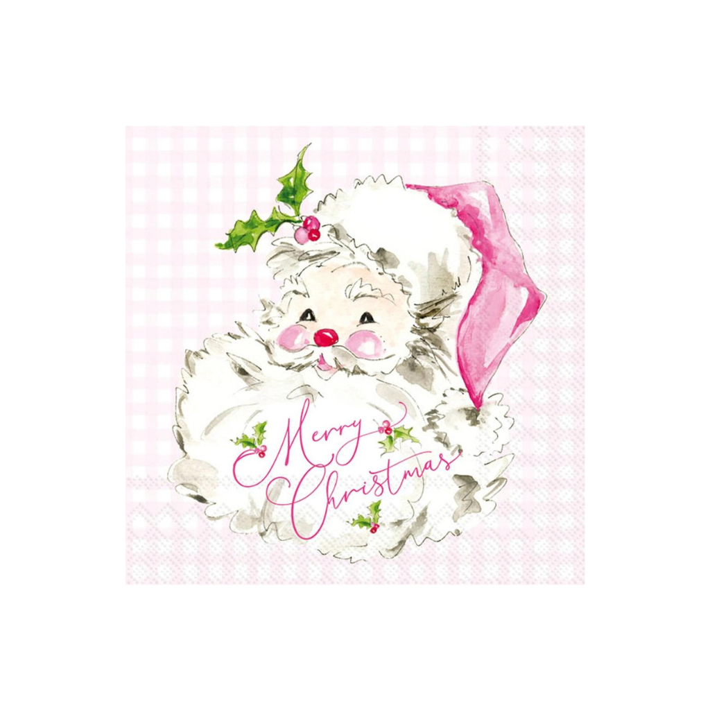 Pink Santa Cocktail Napkins Bonjour Fete Party Supplies Christmas Holiday Party Supplies