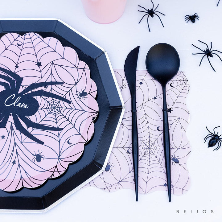 PINK SPIDER WEB SMALL PLATES Bonjour Fete Halloween Party Supplies Bonjour Fete - Party Supplies