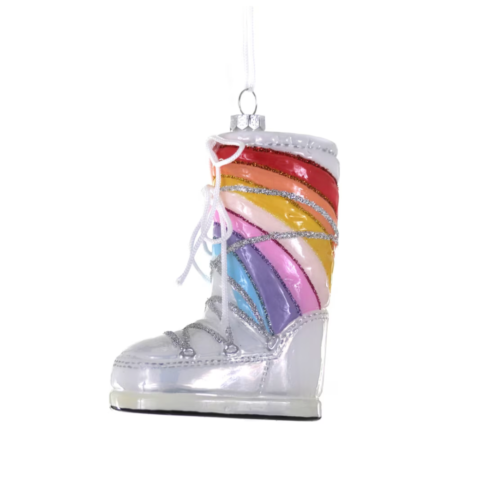 RAINBOW MOON BOOT GLASS ORNAMENT BY CODY FOSTER Cody Foster Co. Christmas Ornament Bonjour Fete - Party Supplies