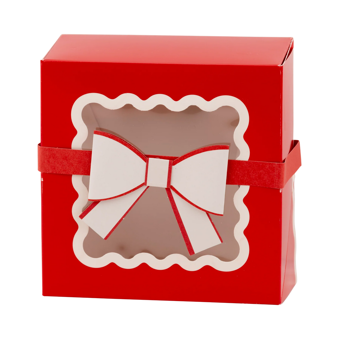 RED BOW RIC RAC TREAT BOXES My Mind’s Eye Christmas Holiday Baking Bonjour Fete - Party Supplies