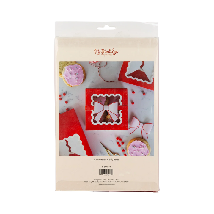 RED BOW RIC RAC TREAT BOXES My Mind’s Eye Christmas Holiday Baking Bonjour Fete - Party Supplies