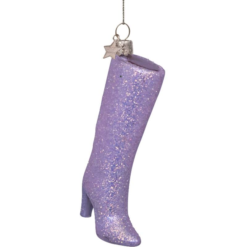 SILVER GLITTER BOOT GLASS ORNAMENT Vondels Christmas Ornament Bonjour Fete - Party Supplies