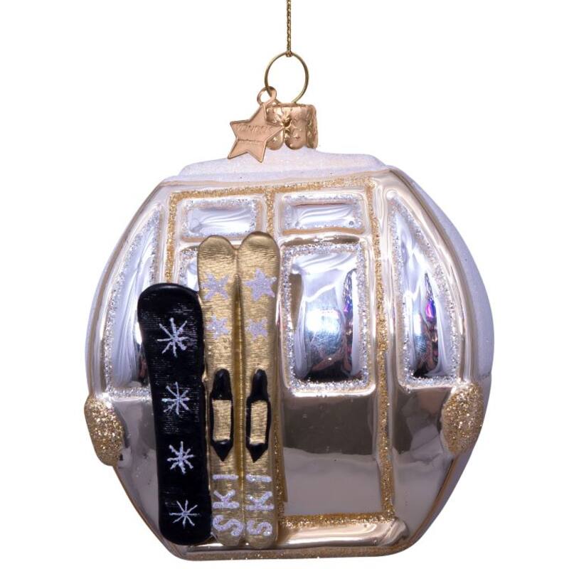 SKI GONDOLA GLASS ORNAMENT Vondels Christmas Ornament Bonjour Fete - Party Supplies