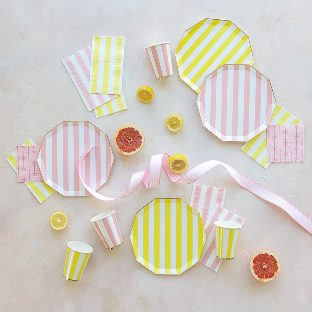 SOLEIL YELLOW CABANA SIGNATURE STRIPE PLATES Bonjour Fete Plates Bonjour Fete - Party Supplies