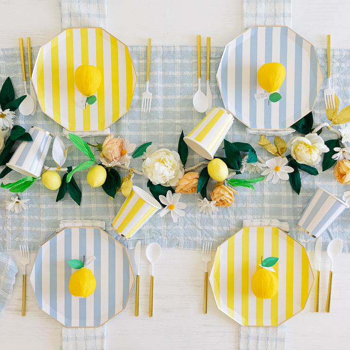 SOLEIL YELLOW CABANA SIGNATURE STRIPE PLATES Bonjour Fete Plates Bonjour Fete - Party Supplies