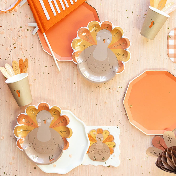 THANKSGIVING TURKEY PLATES My Mind’s Eye Thanksgiving Party Supplies Bonjour Fete - Party Supplies