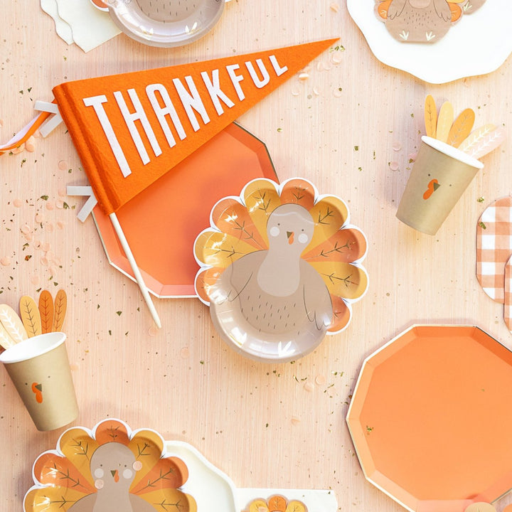 THANKSGIVING TURKEY PAPER CUPS My Mind’s Eye Thanksgiving Party Supplies Bonjour Fete - Party Supplies