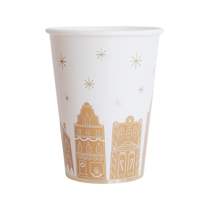 WHITE GINGERBREAD CUPS Bonjour Fete Cups WHITE GINGERBREAD CUPS Bonjour Fete - Party Supplies