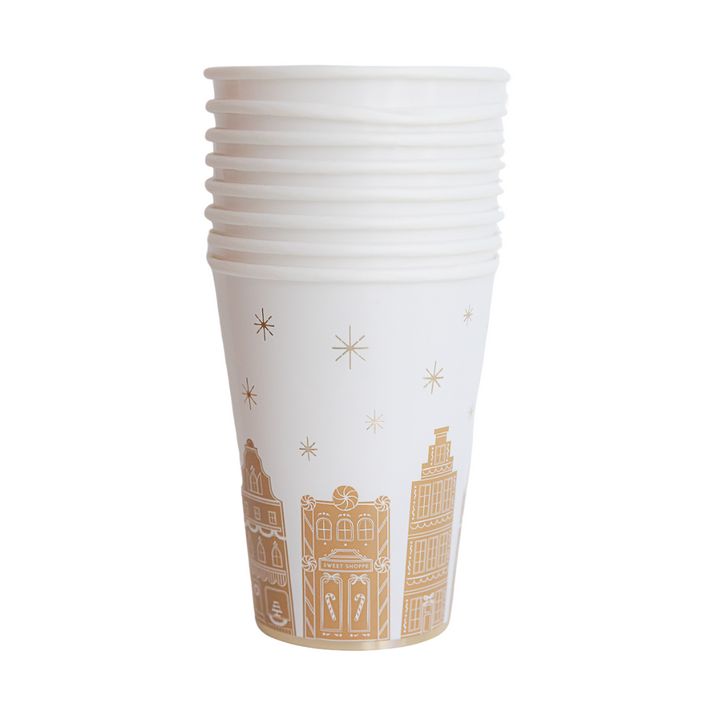 WHITE GINGERBREAD CUPS Bonjour Fete Cups WHITE GINGERBREAD CUPS Bonjour Fete - Party Supplies