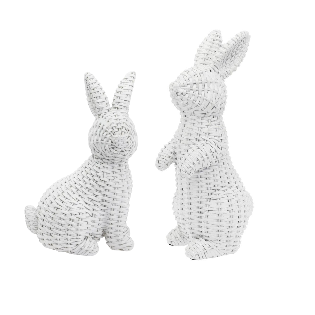 WHITE WICKER BUNNY Boston International Easter Home WHITE WICKER BUNNY Bonjour Fete - Party Supplies