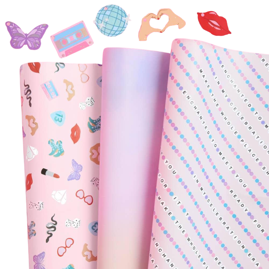 TAYLOR SWIFT GIFTING ERA WRAPPING PAPER & TAGS SET xo, Fetti Gift Wrapping TAYLOR SWIFT GIFTING ERA WRAPPING PAPER & TAGS SET Bonjour Fete - Party Supplies