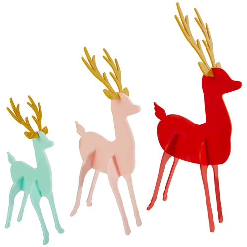 COLORFUL ACRYLIC DEER CR Gibson Signature Christmas Holiday Kitchen & Entertaining Bonjour Fete - Party Supplies