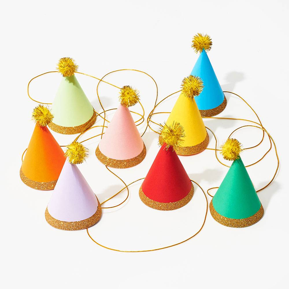 MULTICOLOR POM PARTY HATS Paper Source Wholesale Party Hats Bonjour Fete - Party Supplies