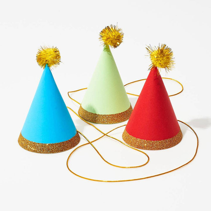 MULTICOLOR POM PARTY HATS Paper Source Wholesale Party Hats Bonjour Fete - Party Supplies