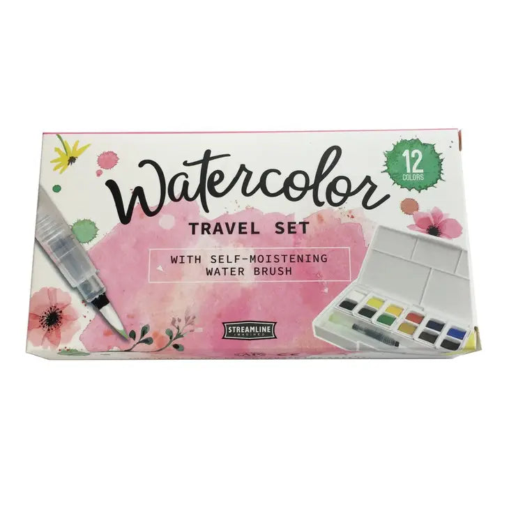 MINI TRAVEL WATERCOLOR SET Streamline Arts & Crafts Bonjour Fete - Party Supplies