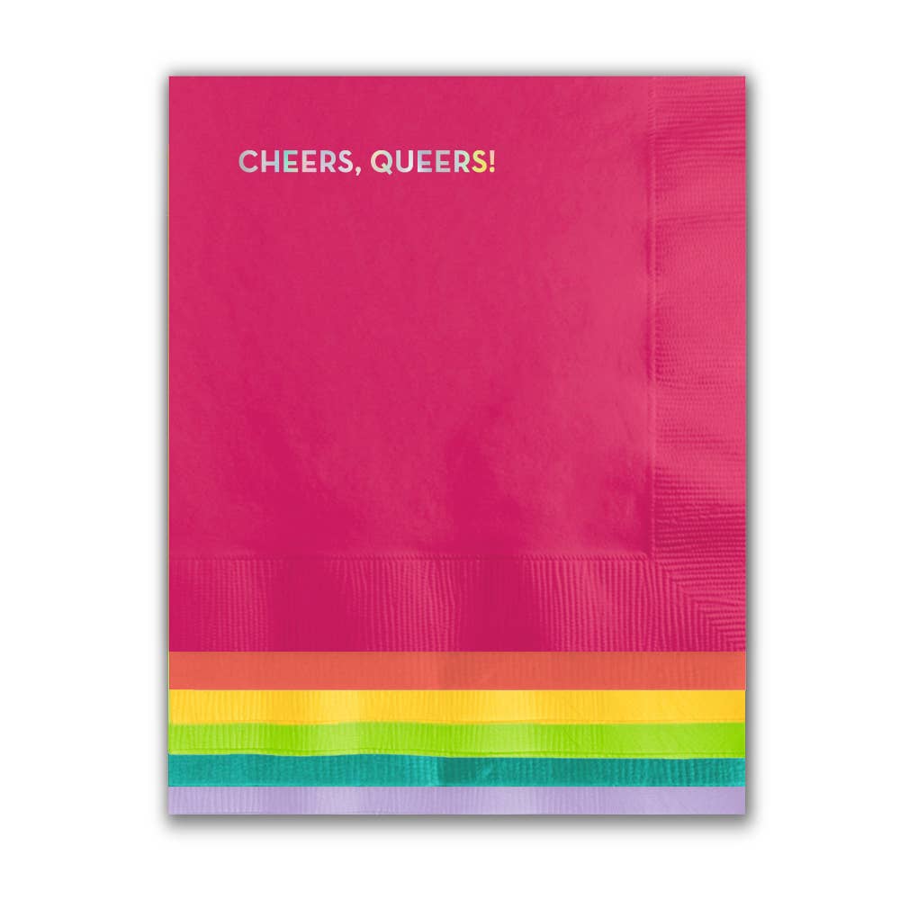 #622: Cheers Queers Napkins (Multi with Holographic Foil) Sapling Press Bonjour Fete - Party Supplies