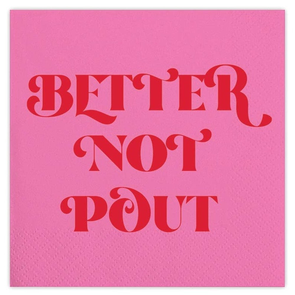 Better Not Pout Beverage Napkins Bonjour Fete Party Supplies Christmas Holiday Party Supplies