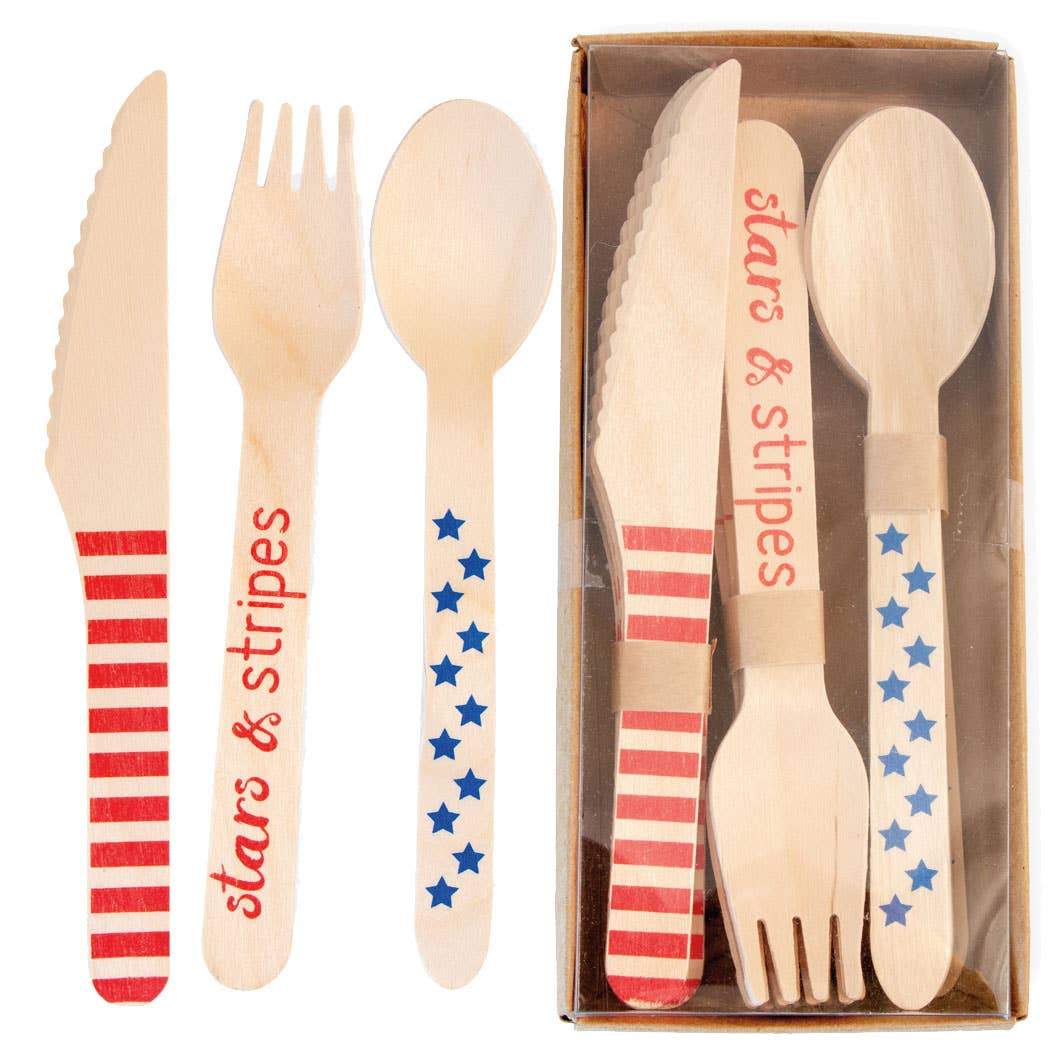 ALL AMERICAN WOODEN CUTLERY SET Boston International Cutlery Bonjour Fete - Party Supplies