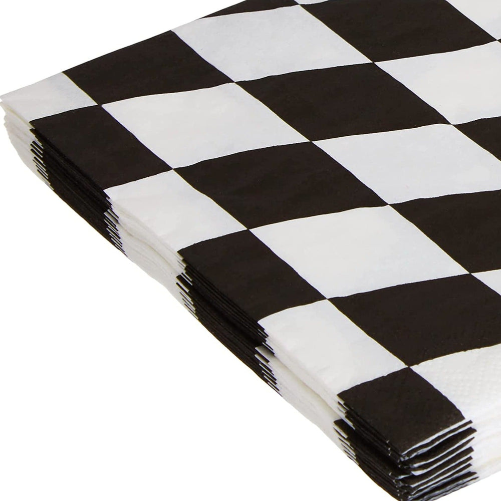 BLACK AND WHITE CHECKERED NAPKINS Creative Converting Napkins Bonjour Fete - Party Supplies