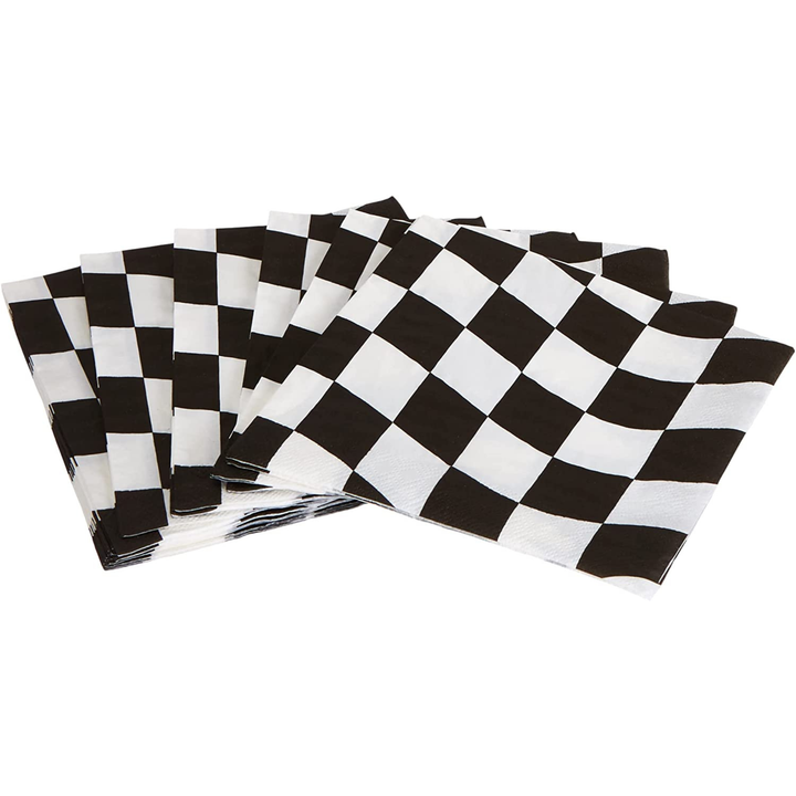 BLACK AND WHITE CHECKERED NAPKINS Creative Converting Napkins Bonjour Fete - Party Supplies