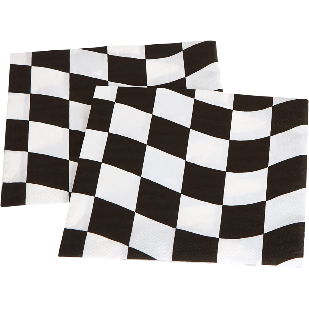 BLACK AND WHITE CHECKERED NAPKINS Creative Converting Napkins Bonjour Fete - Party Supplies