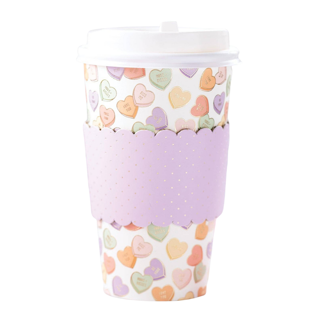 CONVERSATION HEARTS COZY TO-GO CUPS My Mind’s Eye Valentine's Day Tableware Bonjour Fete - Party Supplies