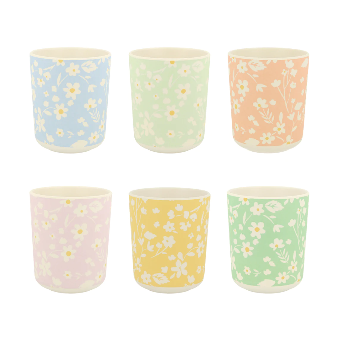 FLORAL REUSABLE BAMBOO CUPS Meri Meri Cups Bonjour Fete - Party Supplies