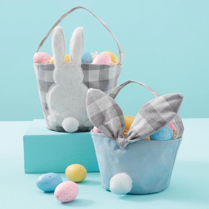 GINGHAM BLUE EASTER BASKETS Mud Pie Easter Favors Bonjour Fete - Party Supplies