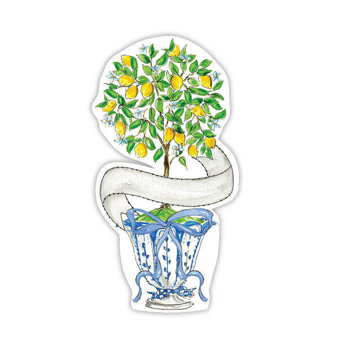 HANDPAINTED LEMON TOPIARY IN CHINOISERIE POT DIE-CUT ACCENTS Rosanne Beck Collections Bonjour Fete - Party Supplies