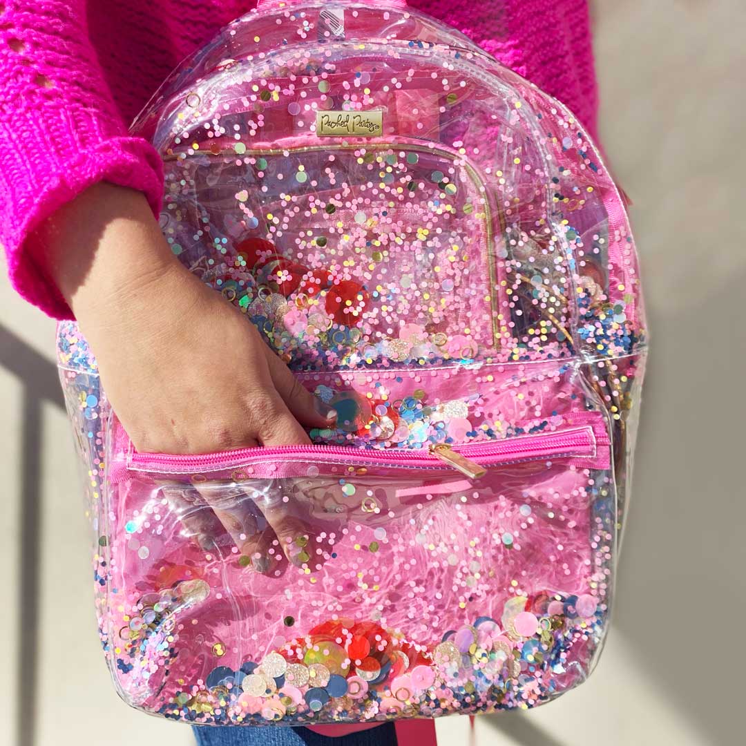 KIDS/ CONFETTI VINYL BACKPACK - Clear