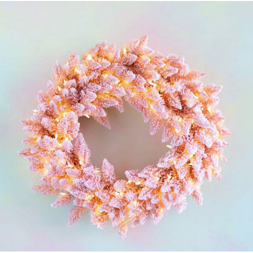 PINK FLOCKED WREATH One Hundred 80 Degrees Bonjour Fete - Party Supplies