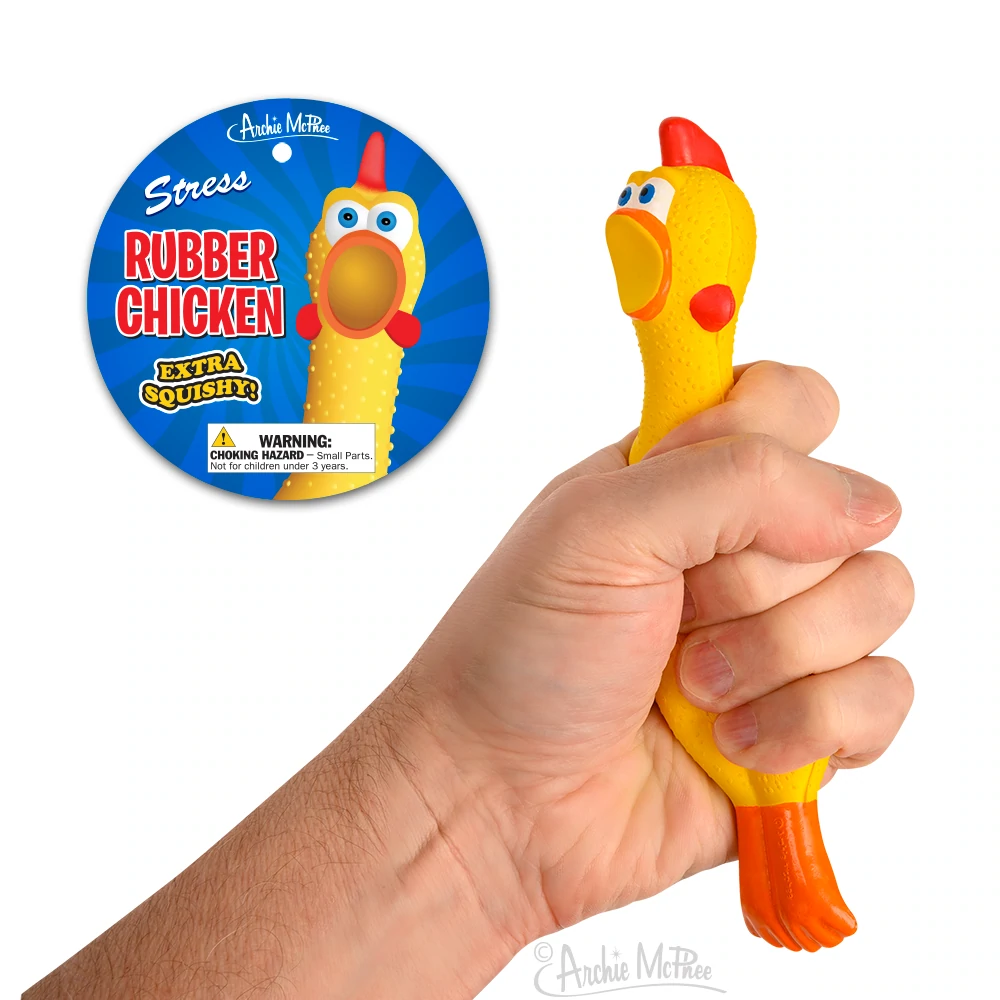 STRESS RUBBER CHICKEN Archie McPhee Toy Bonjour Fete - Party Supplies