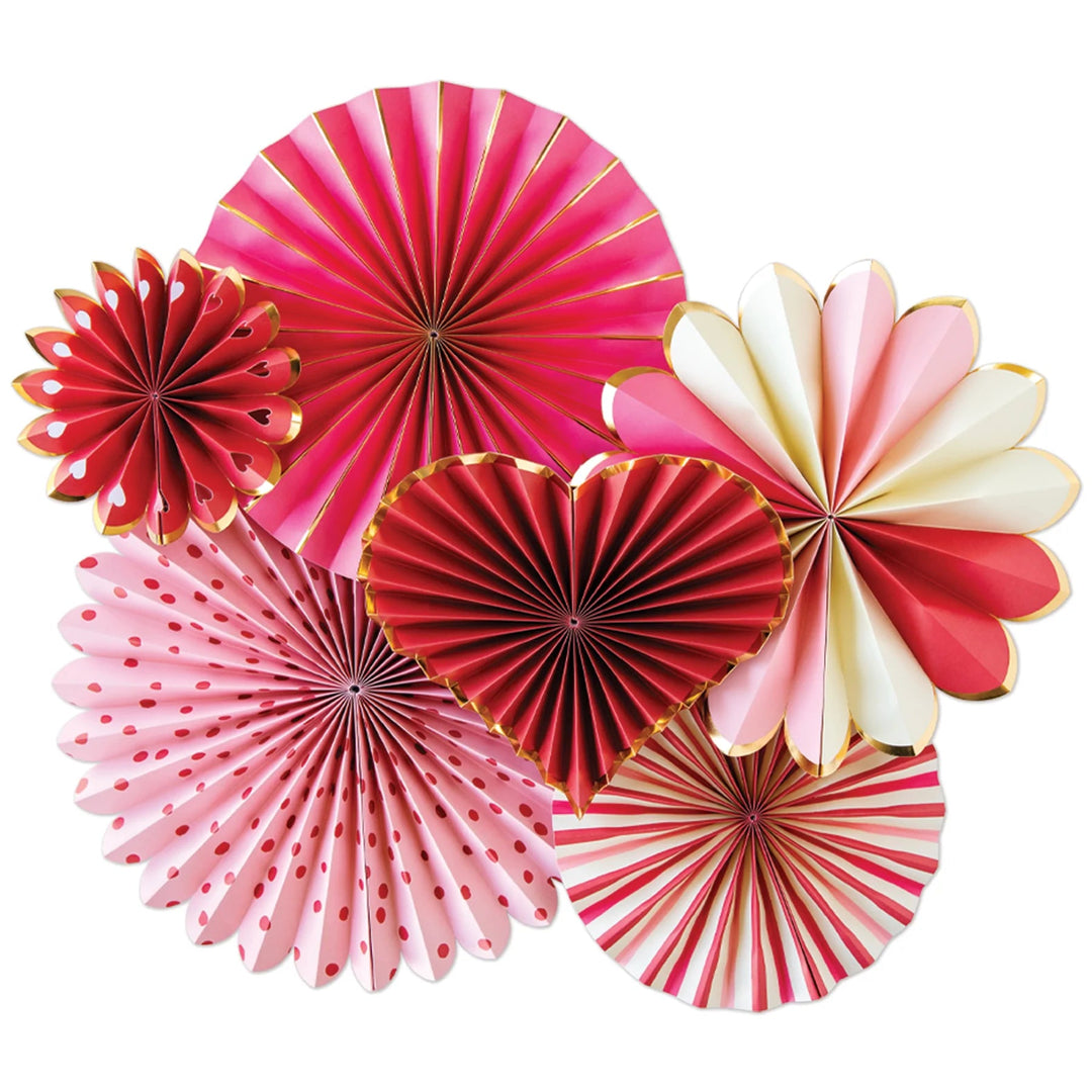 VALENTINE'S DAY PARTY FANS My Mind's Eye Valentine's Day Decor Bonjour Fete - Party Supplies