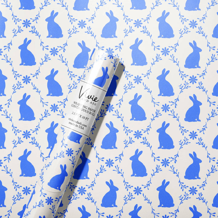 Bunny Meadow Blue Wrapping Paper Roll Bonjour Fete Party Supplies Easter Gift Wrapping