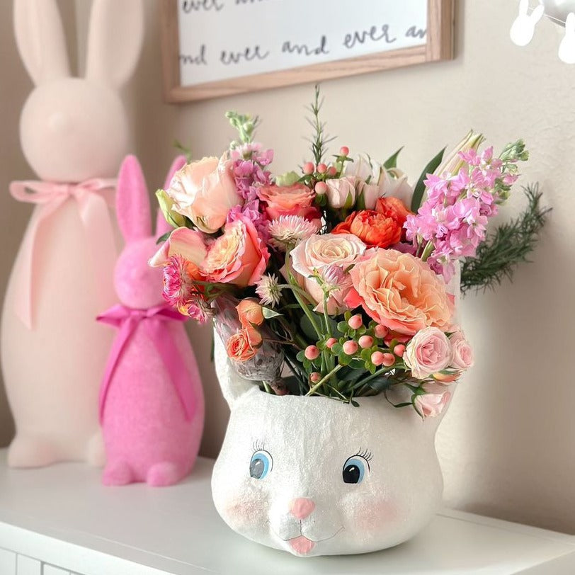 SWEET BUNNY EASTER BUCKET Bethany Lowe Designs Easter Home Bonjour Fete - Party Supplies