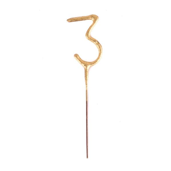 GOLD NUMBER SPARKLERS TOPS MALIBU Sparkler 3 Bonjour Fete - Party Supplies