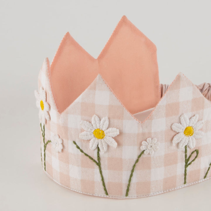 GINGHAM DAISY FLORAL PARTY CROWN Meri Meri Party Hats & Sashes Bonjour Fete - Party Supplies