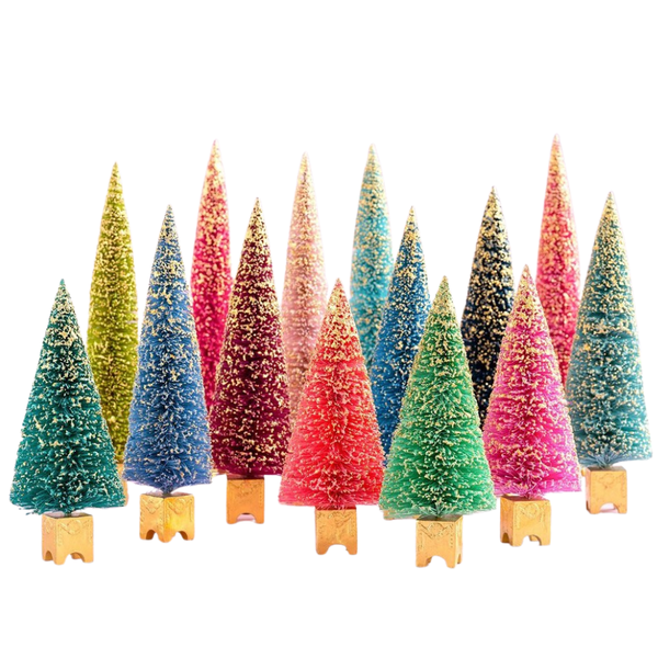 Christmas Jewel-Tone Mini Bottle Brush Plastic Trees Glittered Gold Lc0664,  1 - Fry's Food Stores