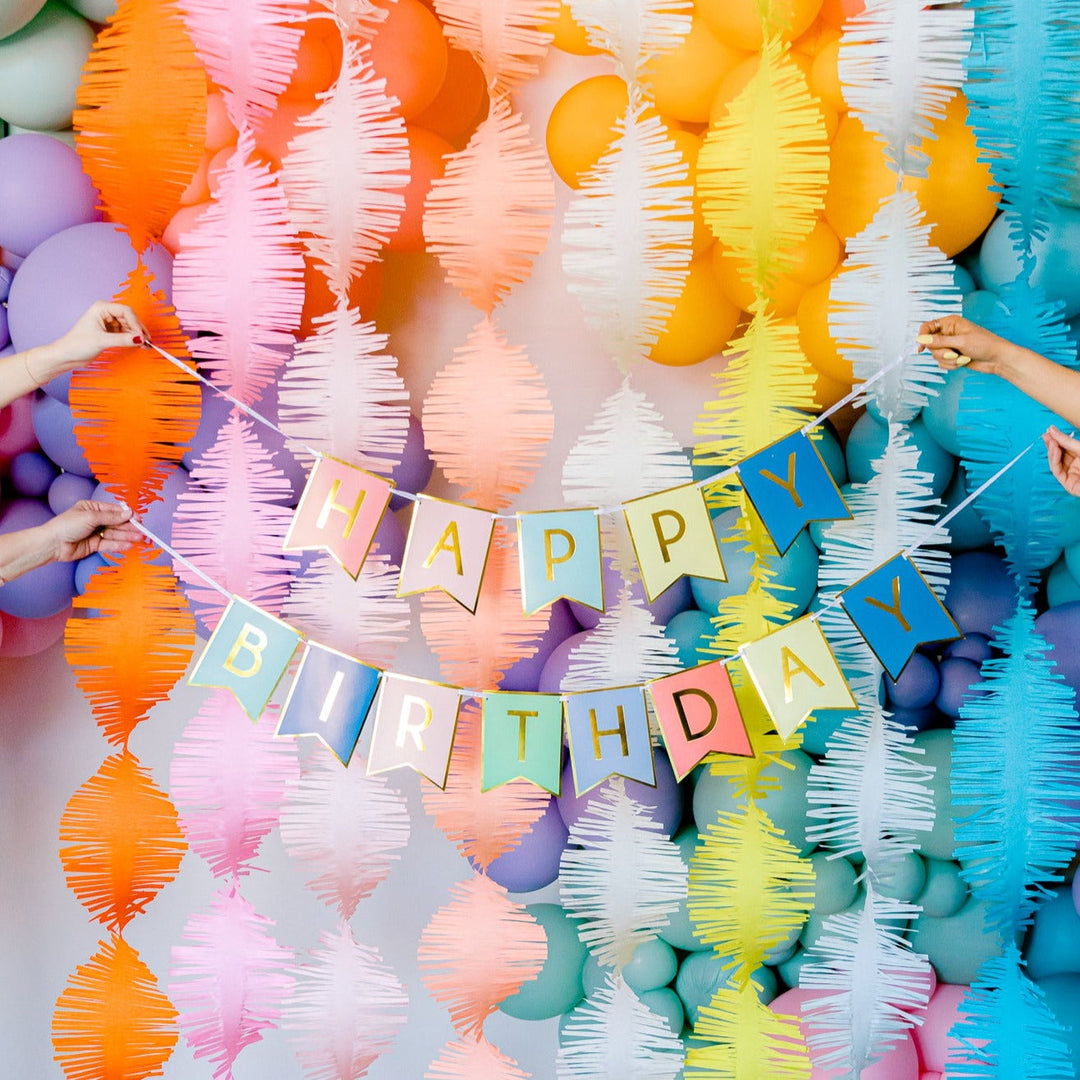 Rainbow Happy Birthday Fringe Garland : Meri Meri - Exit9 Gift Emporium